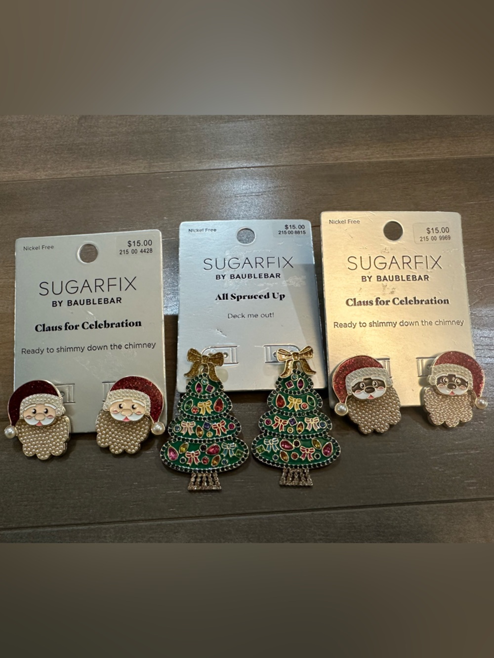 Christmas Earrings Set - Green Tree & Red Santa Studs